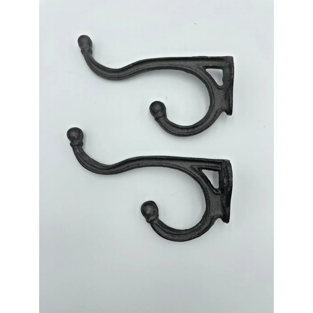 2  Cast Iron Wall Hooks Towel‎ Key Holder Bathroom Hat Coat Entry Hanger 6.5